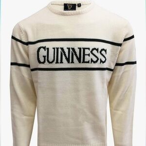 Guinness Official Men's Knit Sweater Cream With Black Text Size XS NWOT